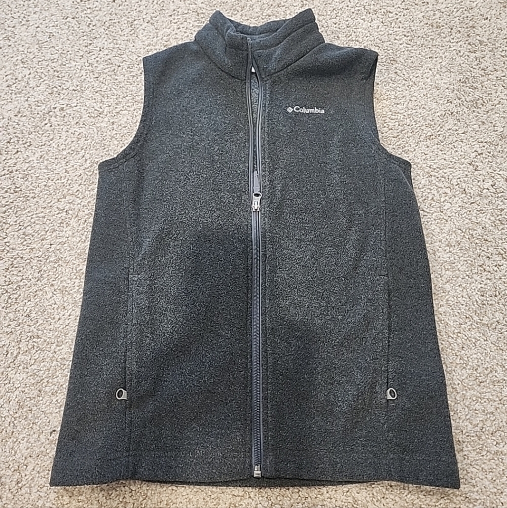 COLUMBIA Fleece Zip Up Vest Unisex Youth Size Med (10/12) Gray Outdoors *NICE*